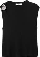 MANGO Flower Embellished Knit Shell