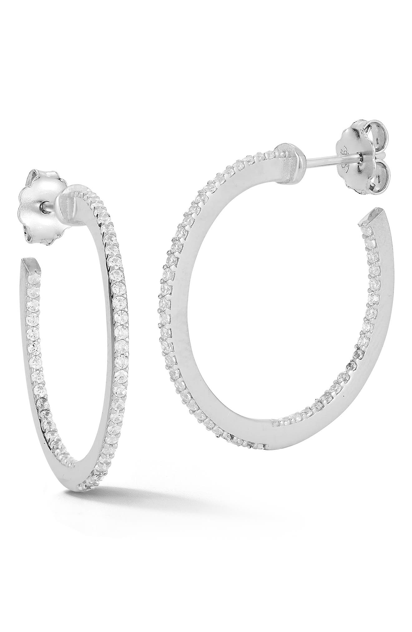 Sphera Milano Cubic Zirconia Hoop Earrings In Silver