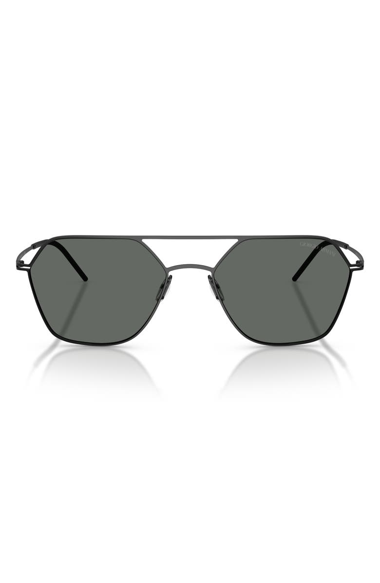 ARMANI 54mm Square Sunglasses, Main, color, Matte Black / Dark Grey