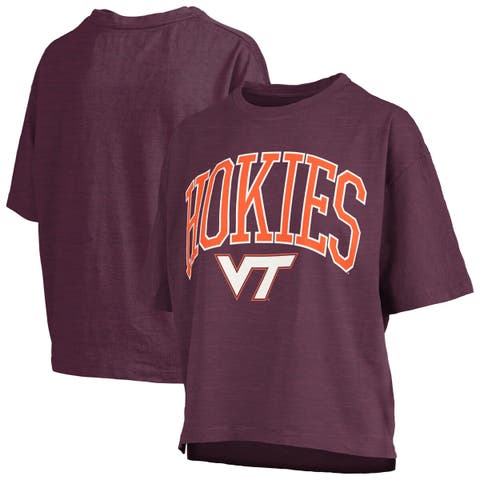 Women's Pressbox Maroon Virginia Tech Hokies Nelson Arch Over Logo Waist Length Oversized Slub T-Shirt