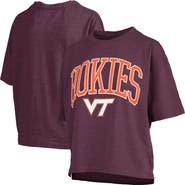 PRESSBOX Women's Pressbox Maroon Virginia Tech Hokies Nelson Arch Over Logo Waist Length Oversized Slub T-Shirt