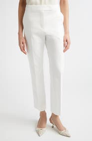 Max Mara Okra Crop Stretch Cotton Straight Leg Pants