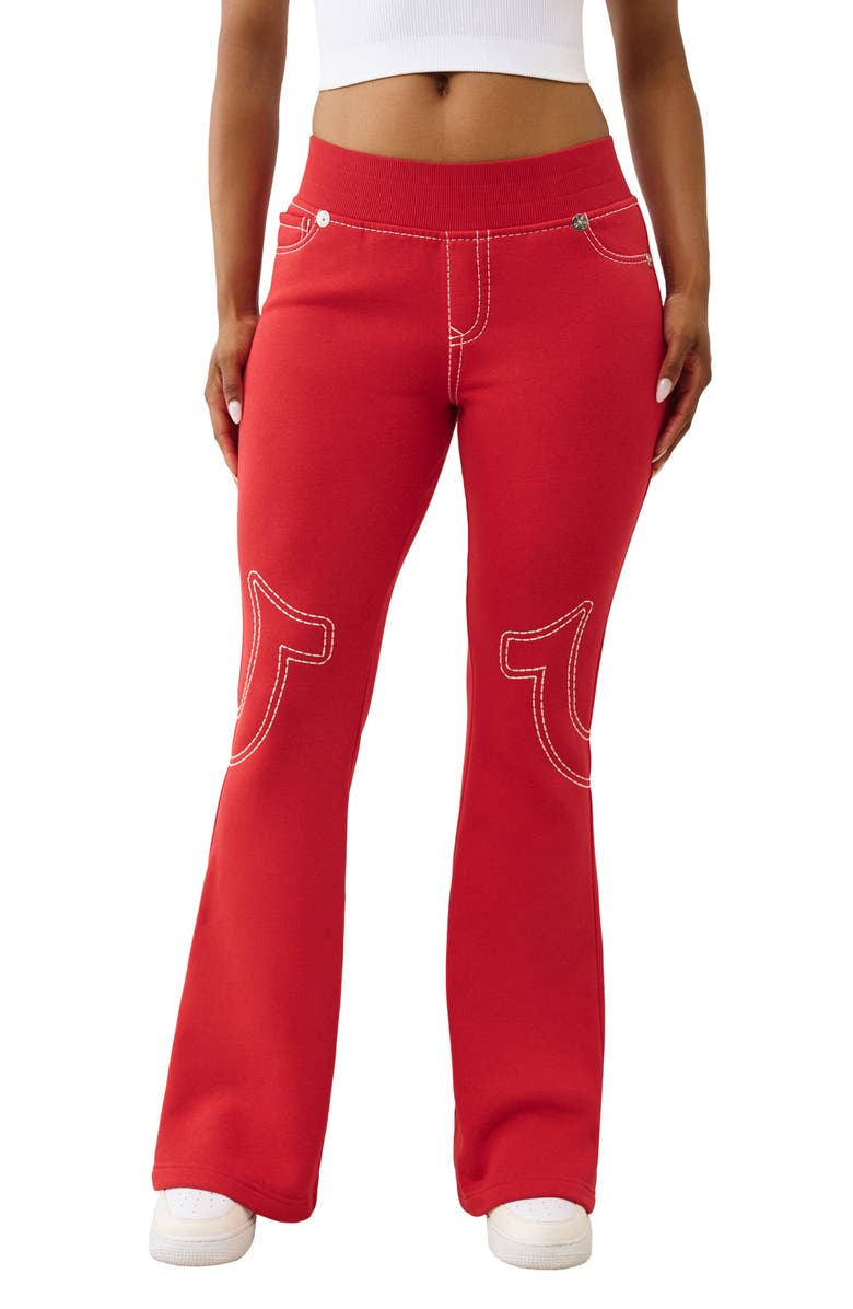 True Religion Pull-On Flare Jeans, Main, color, Scarlet Sage