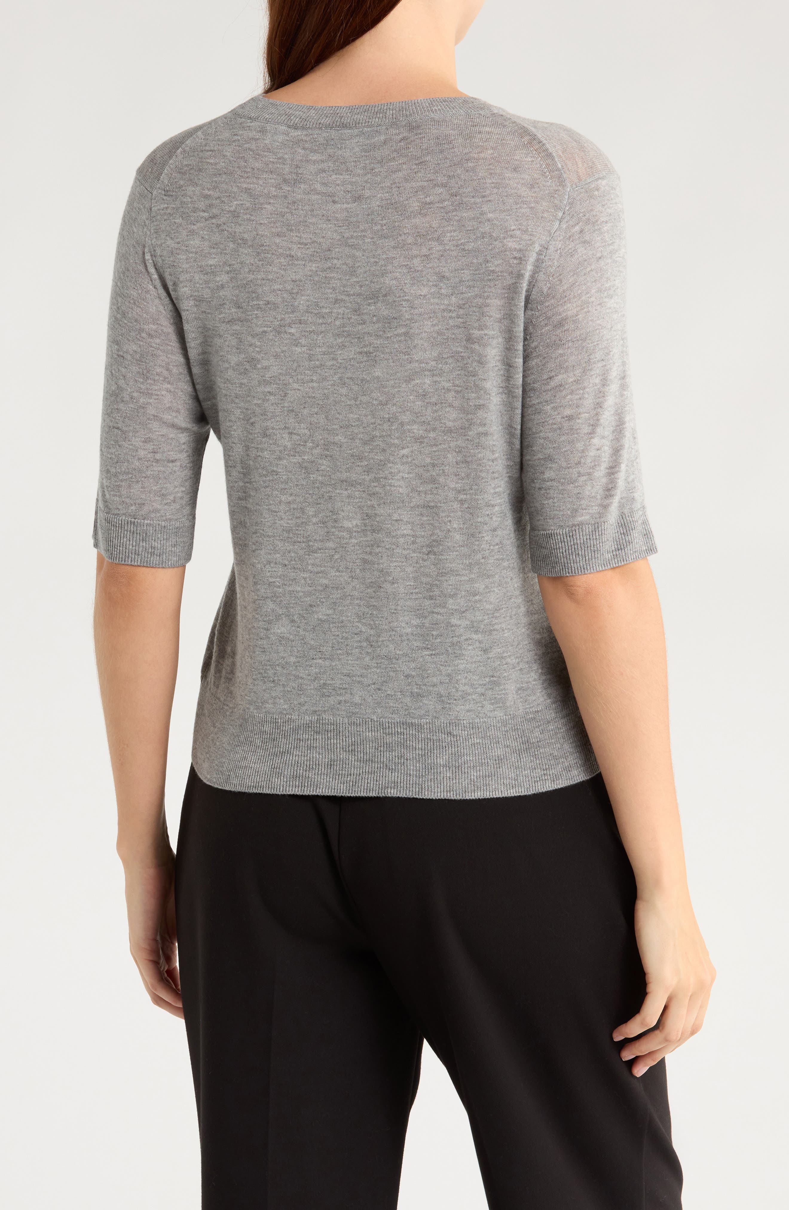 Short Sleeve Wool Blend Sweater - image 2