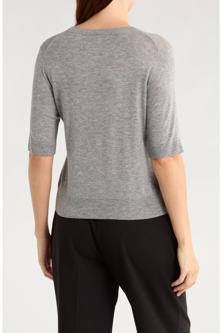 Short Sleeve Wool Blend Sweater, Alternate, color, HEATHER GREY