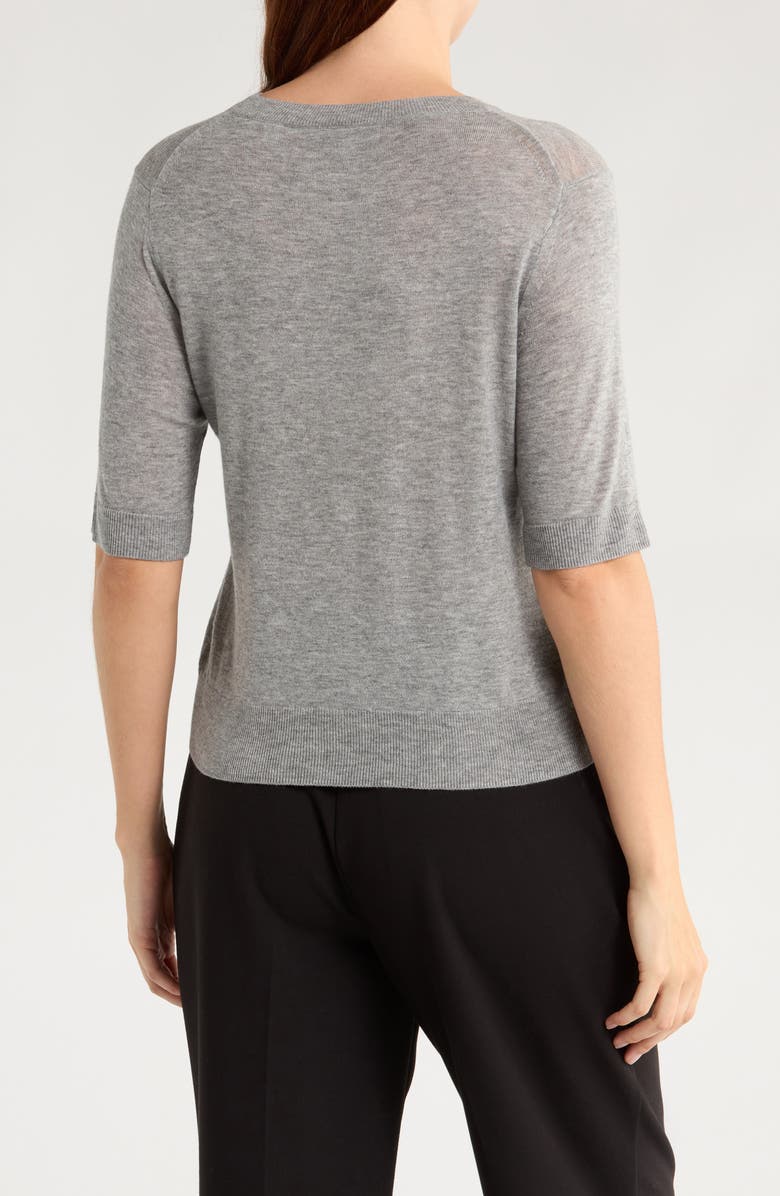 Vince Short Sleeve Wool Blend Sweater, Alternate, color, Heather Grey