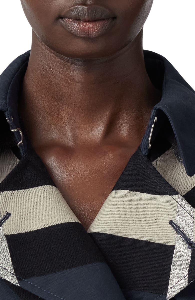 Burberry Waterloo Metallic Chevron Check Wool Blend Trench Coat, Alternate, color, 