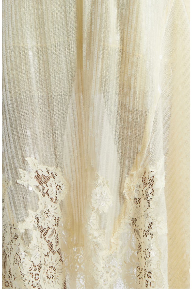 Lace Trim Sequin Double Layer Slipdress, Alternate, color, SOFT YELLOW