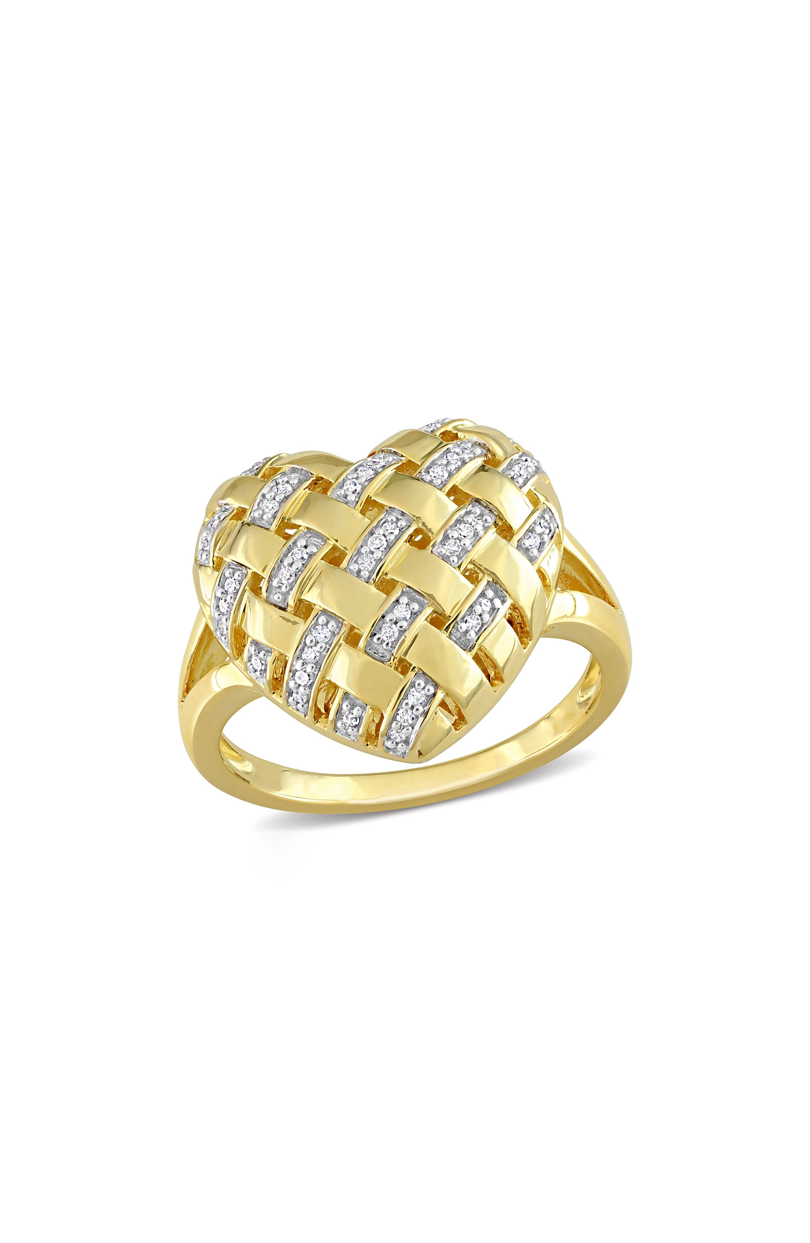 DELMAR Diamond Heart Lattice Ring - 0.129 ctw