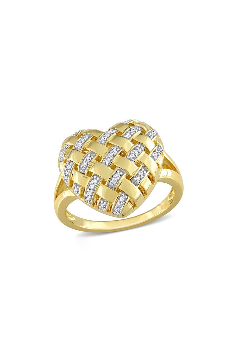 Diamond Heart Lattice Ring - 0.129 ctw, Main, color, GOLD/ DIAMOND