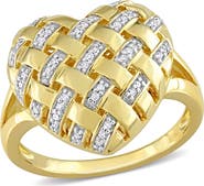 DELMAR Diamond Heart Lattice Ring - 0.129 ctw