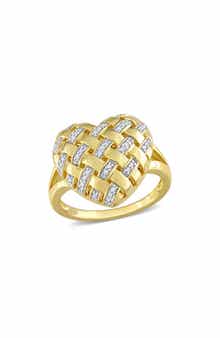 DELMAR Diamond Heart Lattice Ring - 0.129 ctw