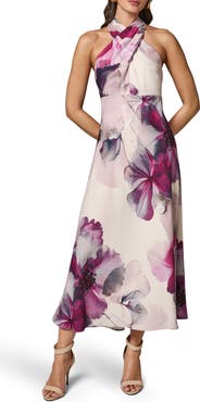 Donna Karan New York Floral Halter Midi Dress