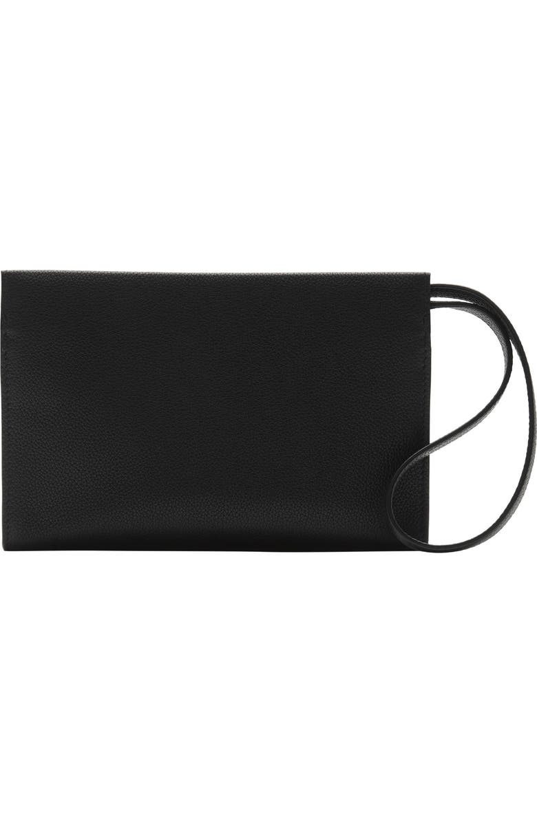 Burberry Cotswolds Leather Wristlet Pouchette, Alternate, color, Black