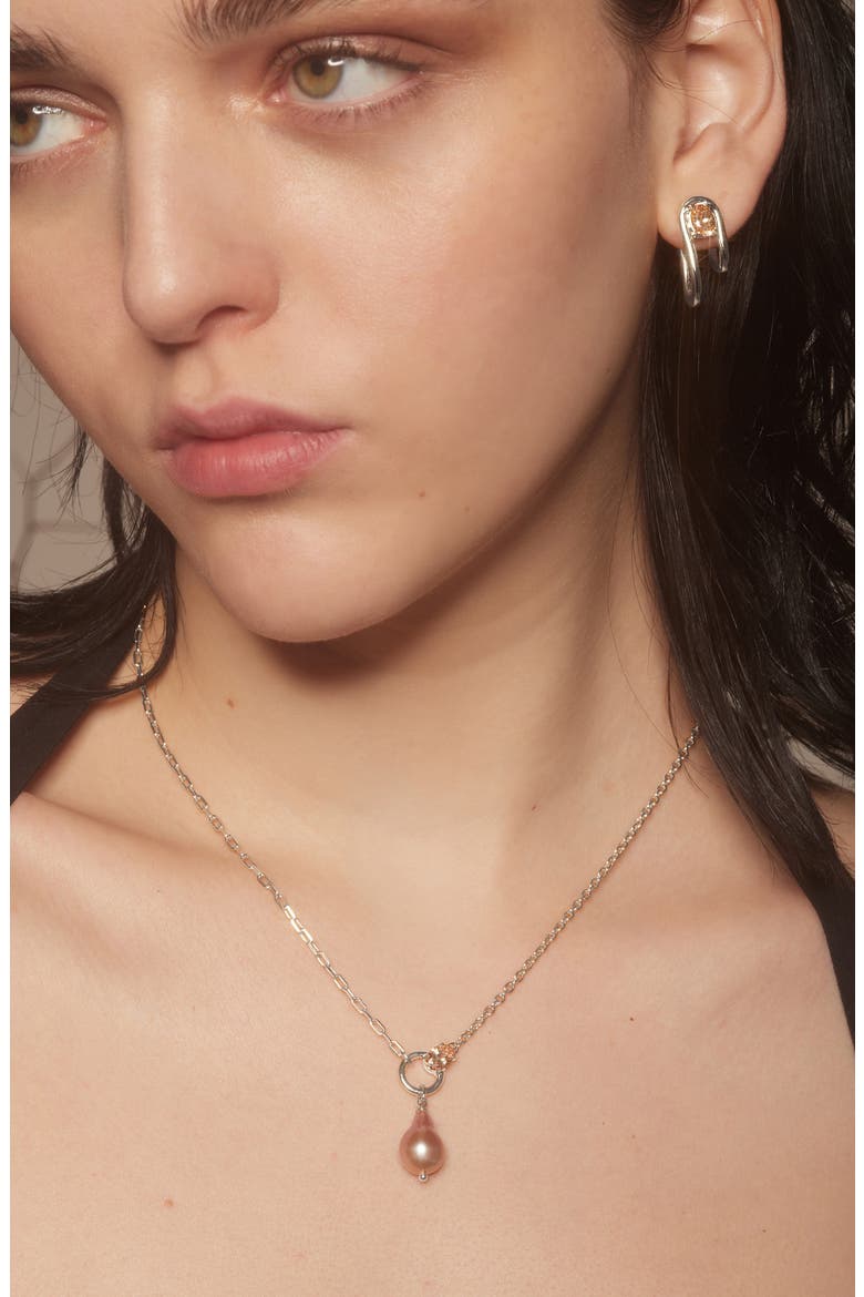 Vera Hoop Earrings, Alternate, color, SILVER/PEACH