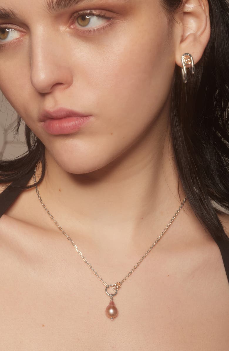 Lady Grey Vera Hoop Earrings, Alternate, color, Silver/ Peach