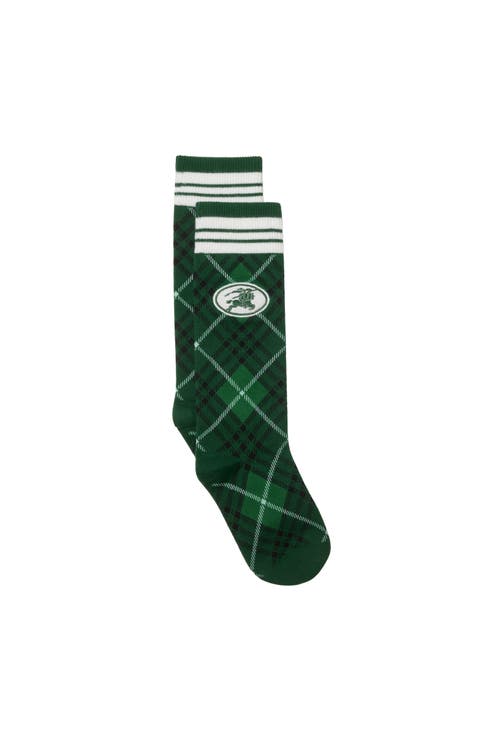 Burberry Argyle Check Stretch Cotton Blend Socks In Green