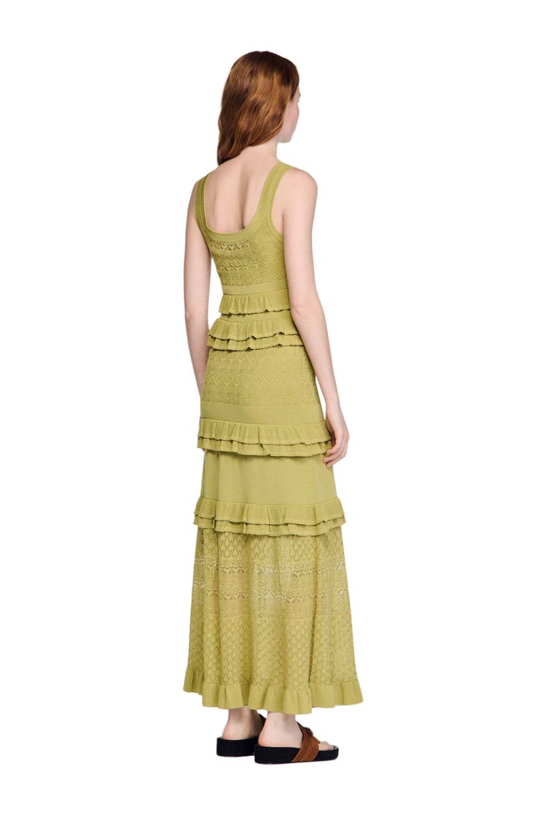 Ruffled knit maxi dress, Alternate, color, Green