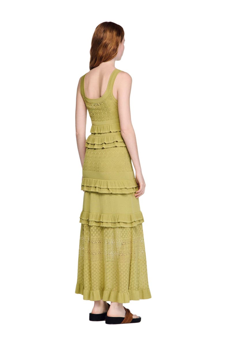 SANDRO Ruffled knit maxi dress, Alternate, color, Green