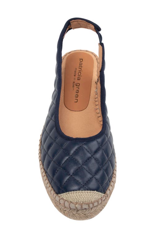 Patricia Green Valencia Slingback Wedge Espadrille In Navy Quilted Leather