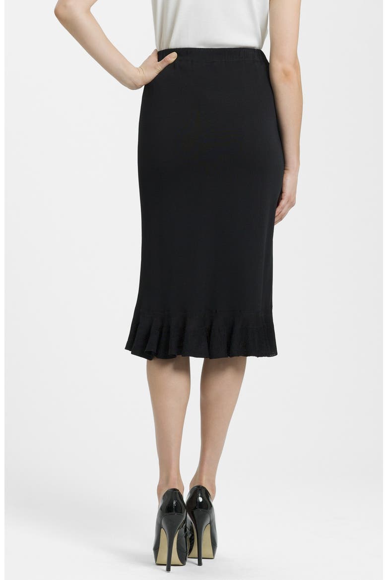 Ruffle Hem Knit Midi Skirt, Alternate, color, BLACK