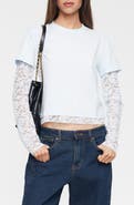 LIONESS Baby Bottega Lace Trim Layered Tee