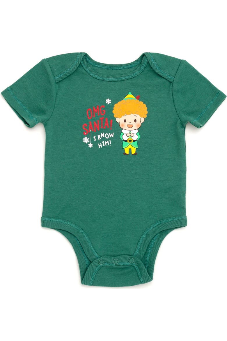 Christmas Bodysuit and Hat Set, Alternate, color, Buddy Elf Green