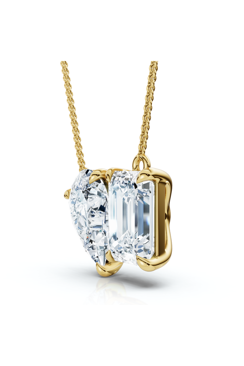 2Ct Toi Et Moi Pear and Emerald Diamond Pendant 14k Gold 18" Necklace Lab Grown, Main, color, Yellow Gold