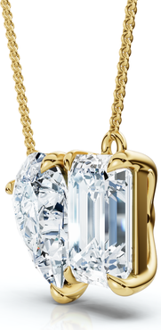 Bliss Diamond 2Ct Toi Et Moi Pear and Emerald Diamond Pendant 14k Gold 18" Necklace Lab Grown