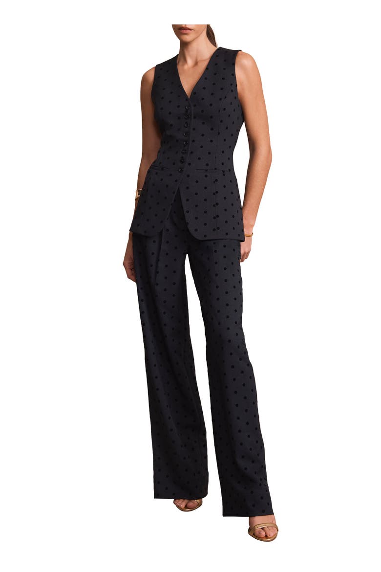 Polka Dot Longline Waistcoat, Alternate, color, Blue