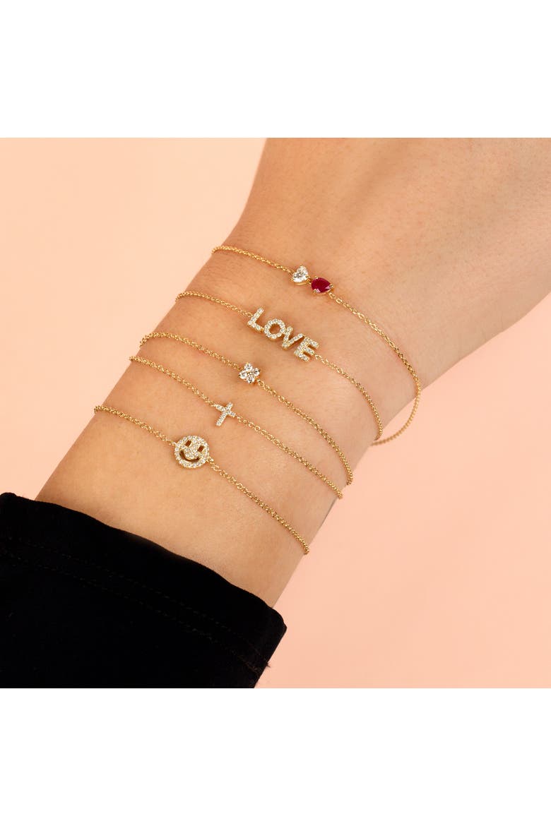 Diamond Tiny Cross Bracelet 14K, Alternate, color, 14K Gold