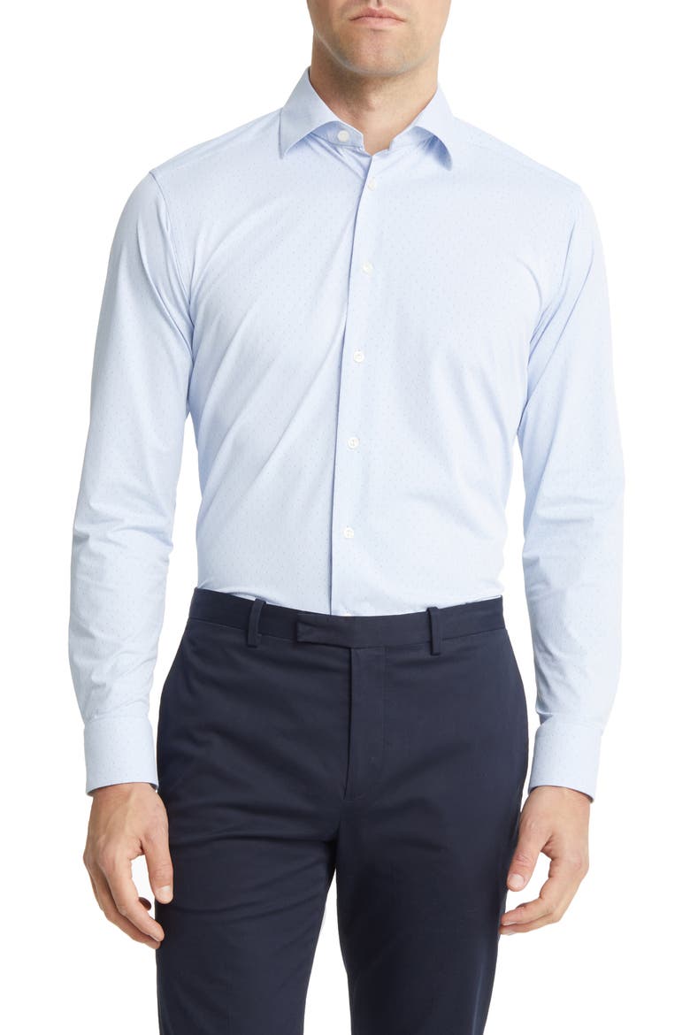 Slim Fit Pin Dot Dress Shirt, Main, color, LT/PASTEL BLUE