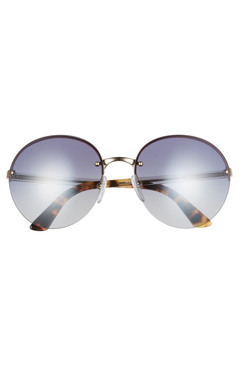 Prada 61mm Rimless Round Sunglasses, Alternate, color, Blue/ Gold/ Blue Mirror