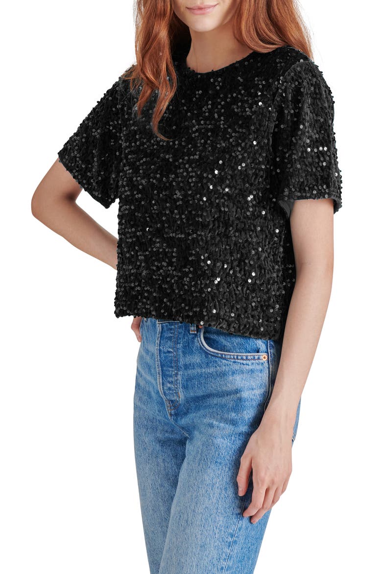 Cressa Sequin T-Shirt, Alternate, color, BLACK