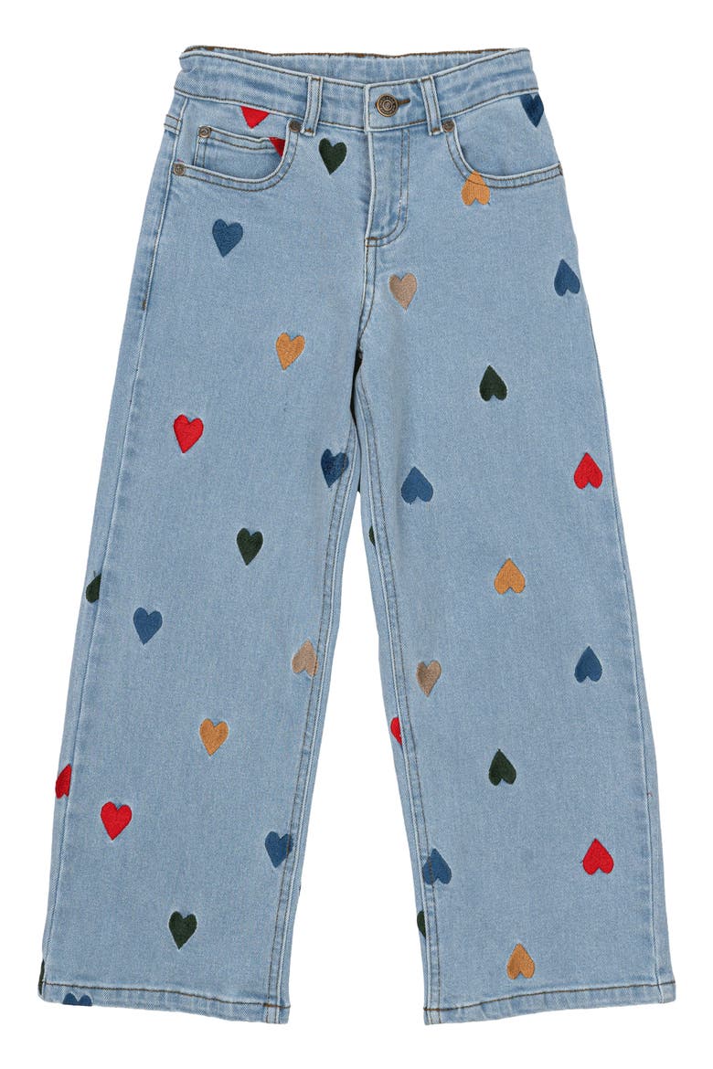 Kids' Nedda Wide Leg Jeans, Main, color, LIGHT BLUE DENIM EMBROIDERY