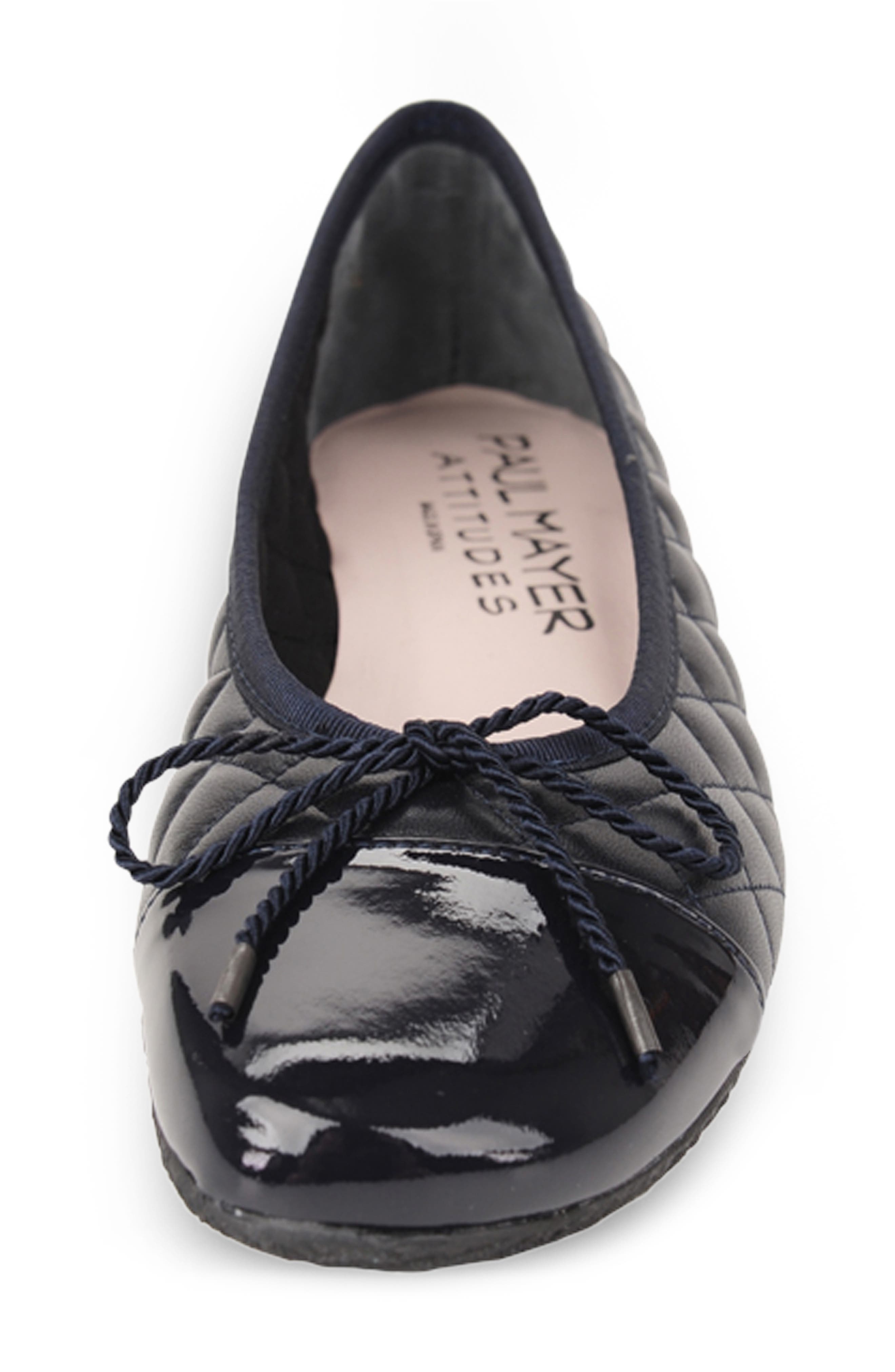 Cozy Quilted Cap Toe Ballet Flat, Alternate, color, NAVY