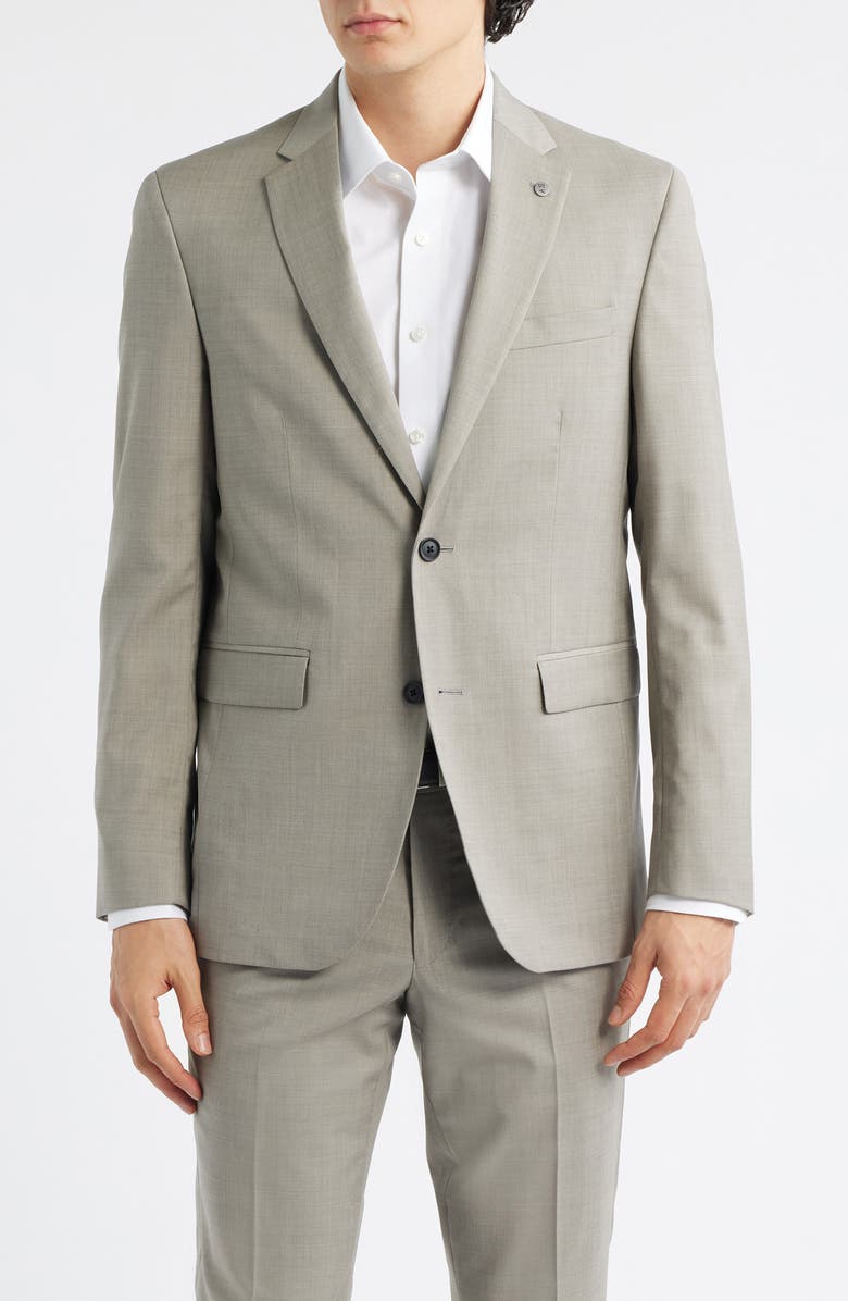 AllSaints Ross Slim Fit Taupe Wool Suit, Alternate, color, Taupe