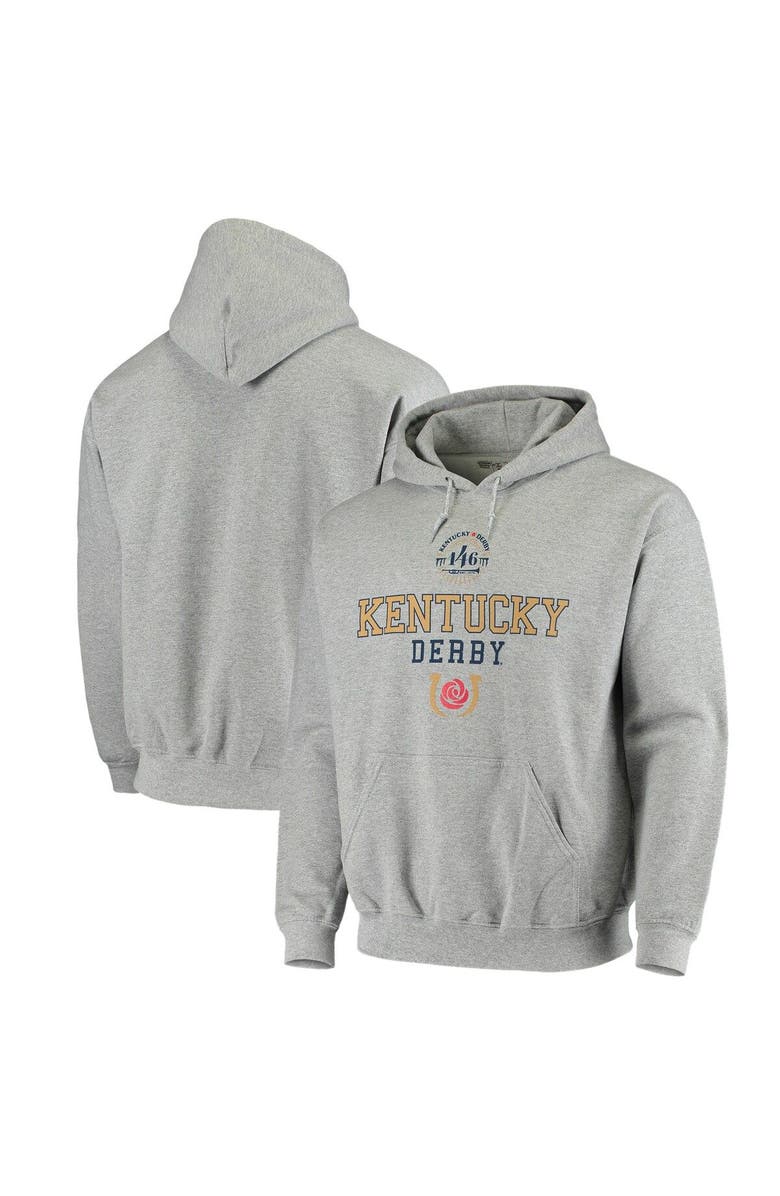 VICTORY LABEL Men's Heathered Gray Kentucky Derby 146 Pullover Hoodie, Main, color, 