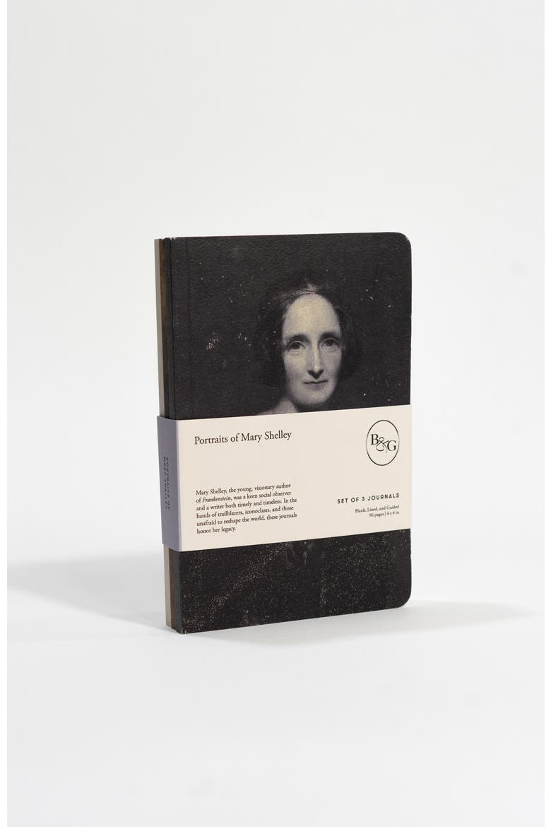 Set of Three Pocket Journals - Portraits of Mary Shelley, Alternate, color, Ivory