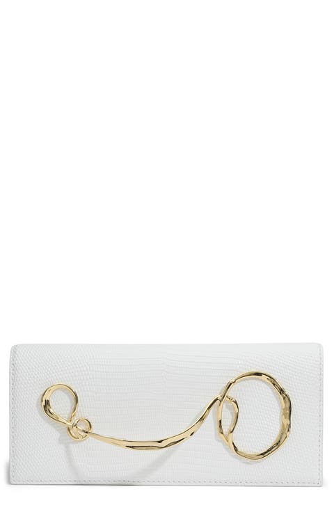 Twisted Side Handle Leather Clutch