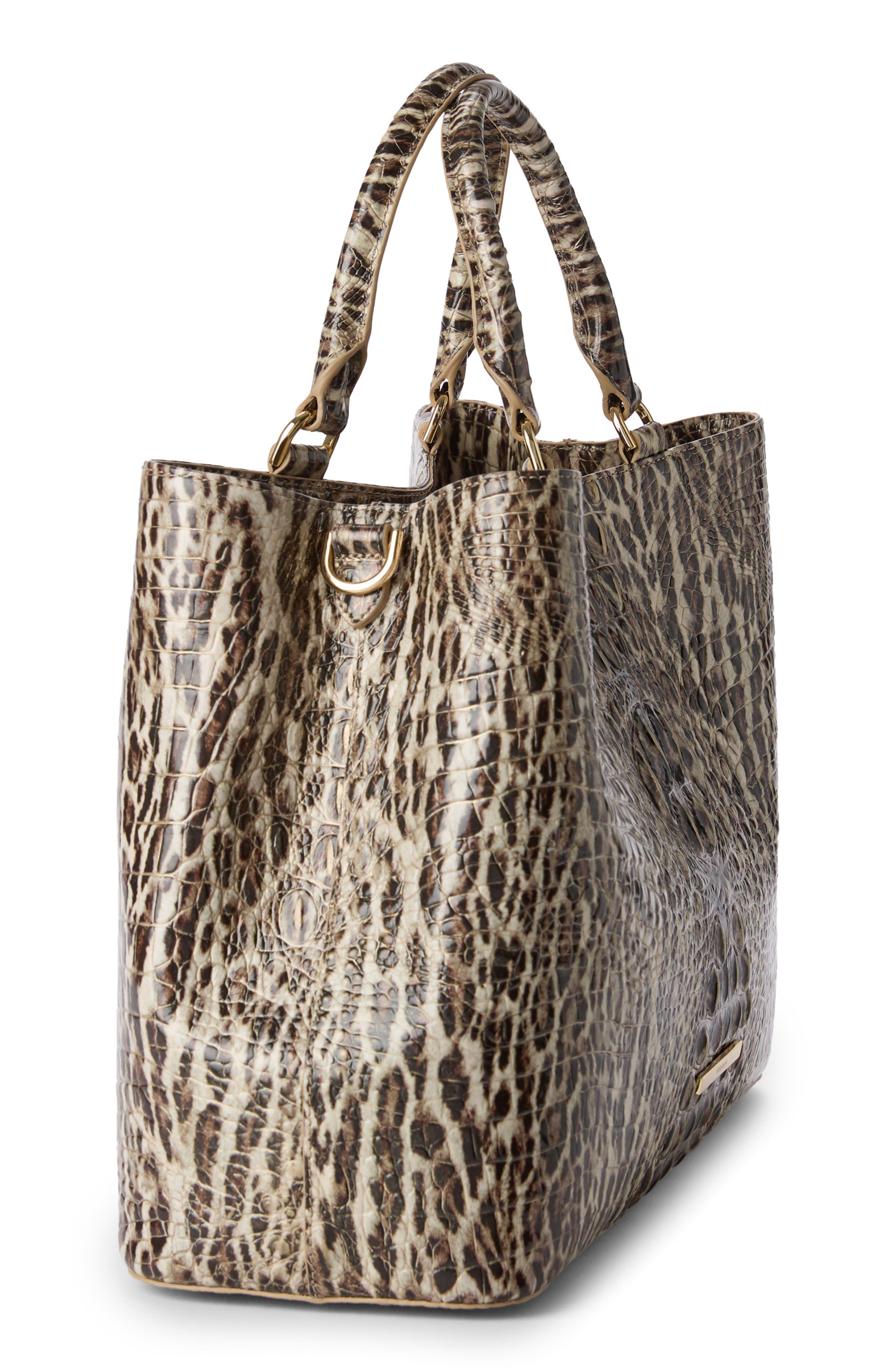 Denise Croc Embossed Leather Tote, Alternate, color, OCELOT