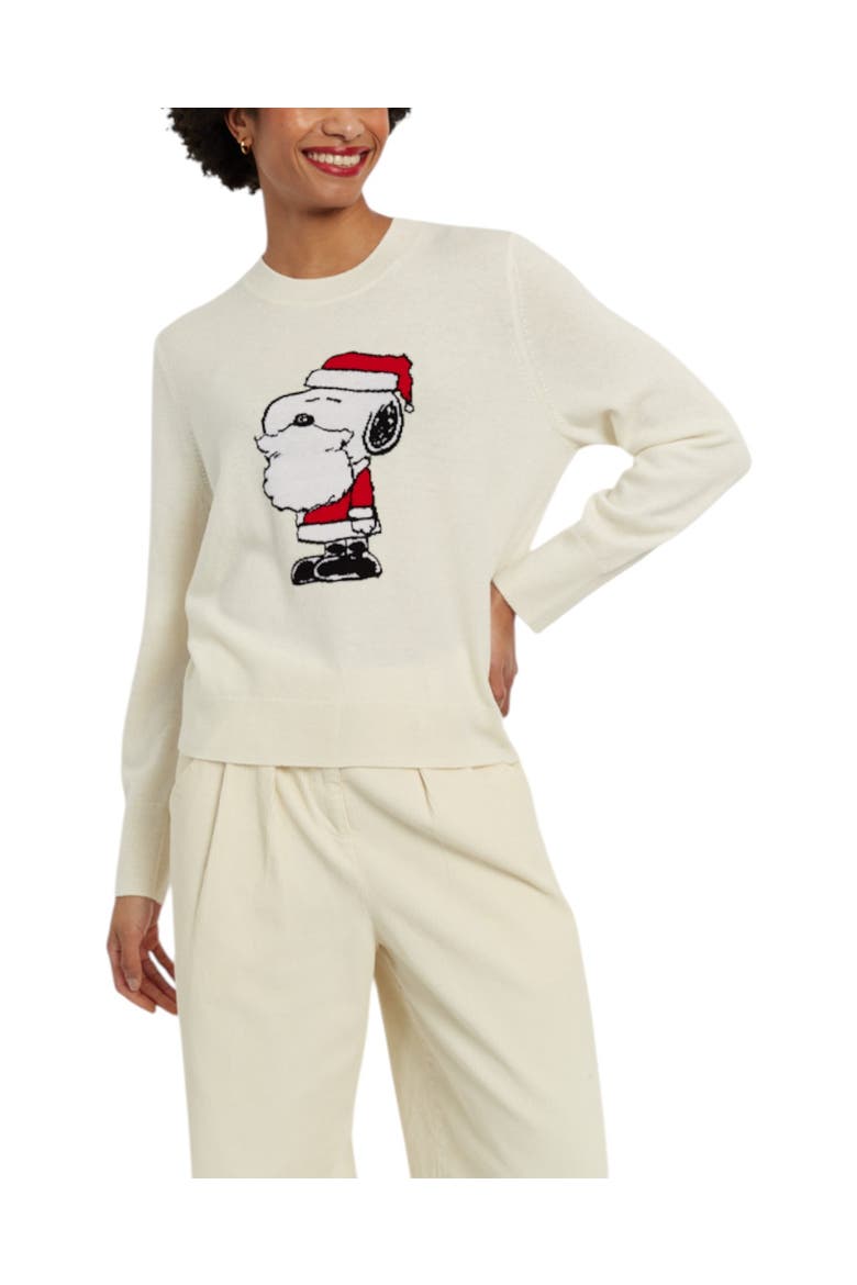 Wool-cashmere Snoopy Santa Sweater, Main, color, Cream
