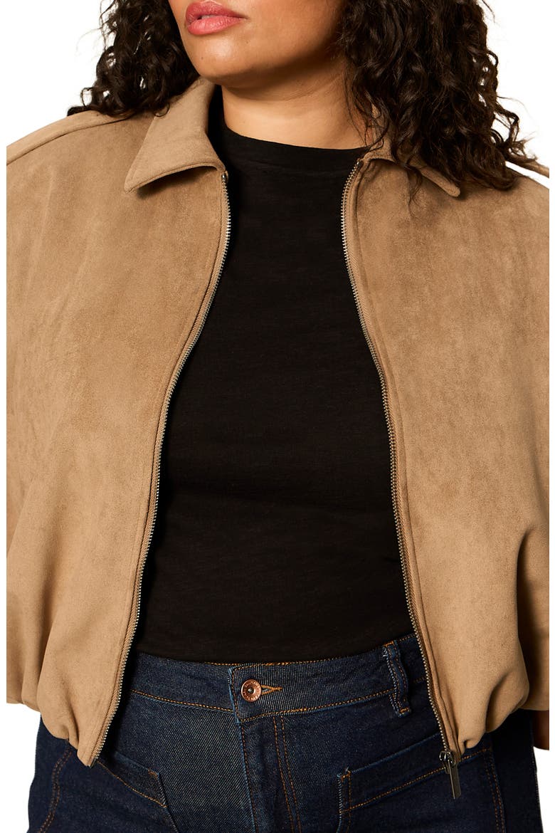 Takeoff Faux Suede Jacket, Alternate, color, ALMOND
