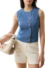 MINT VELVET Denim Scallop Detail Waistcoat