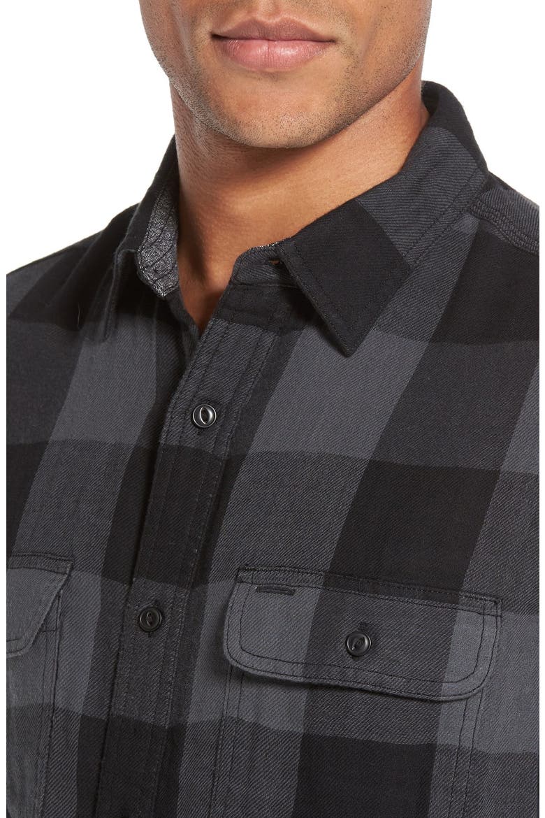 Trim Fit Buffalo Plaid Flannel Shirt Jacket, Alternate, color, BLACK CAVIAR BUFFALO