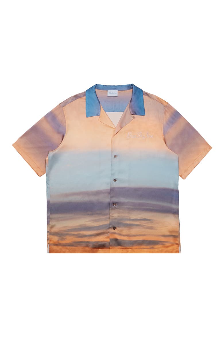 Sunrise Clouds Short Sleeve Button-Up Shirt, Main, color, SUNRISE SUN