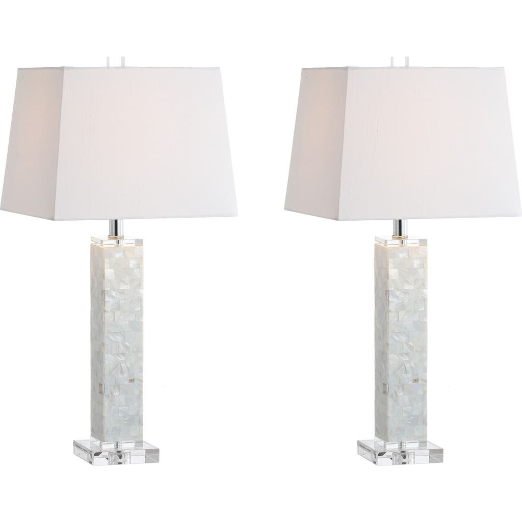 Jonathan Y Noelle 28.5" Seashell Led Table Lamp, White In White