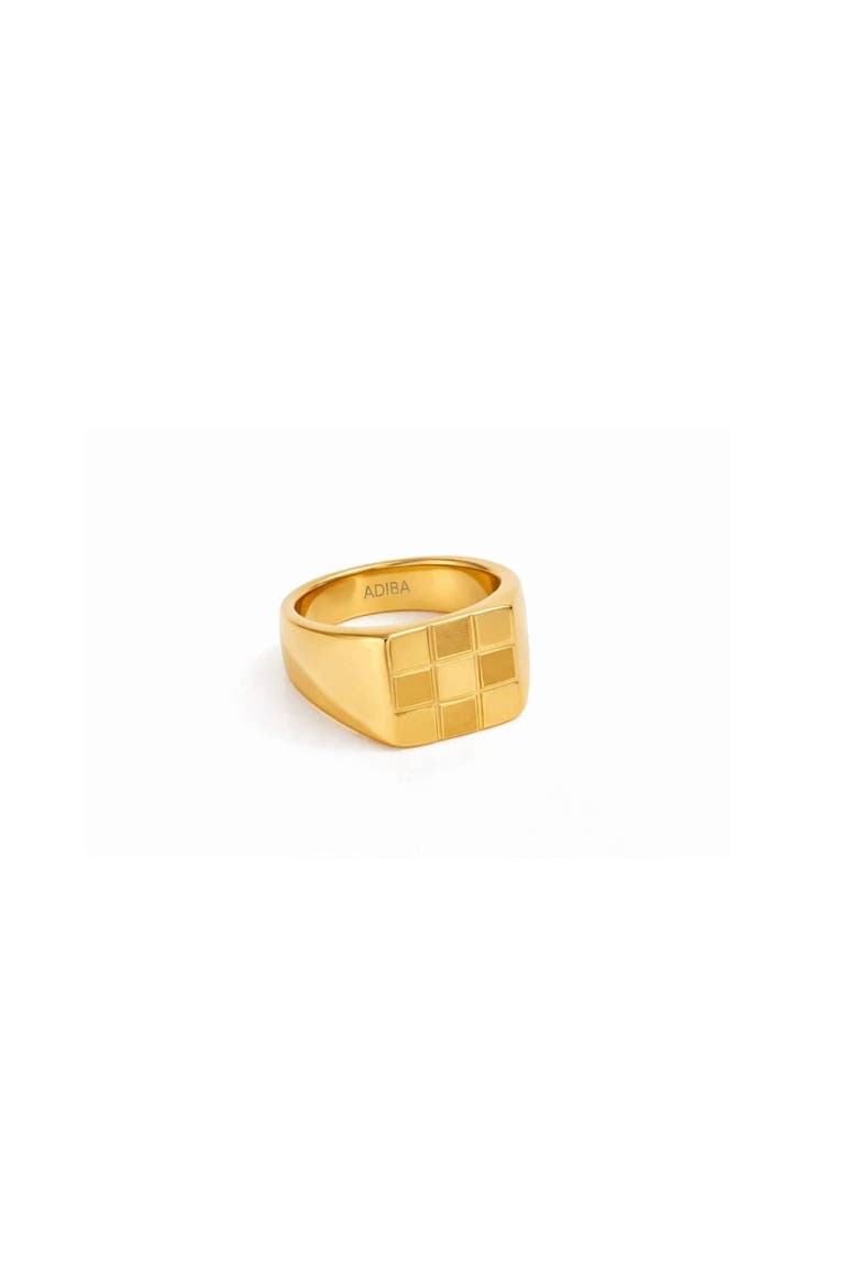 Squares Pattern Stainless Steel Ring, Main, color, Gold