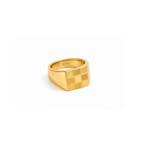 Squares Pattern Stainless Steel Ring
