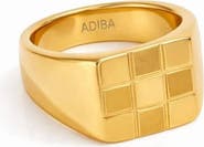 ADIBA Squares Pattern Stainless Steel Ring